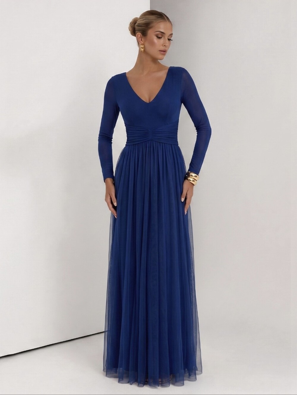 Chiara Boni La Petite Robe Women's Blue Formal Gown 3/4 sleeves Sz 40 = Sz 4